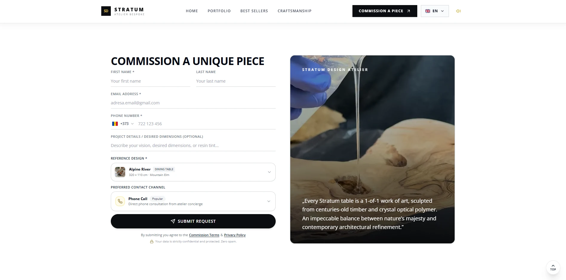 Bespoke Commission Funnel & Atelier Concierge