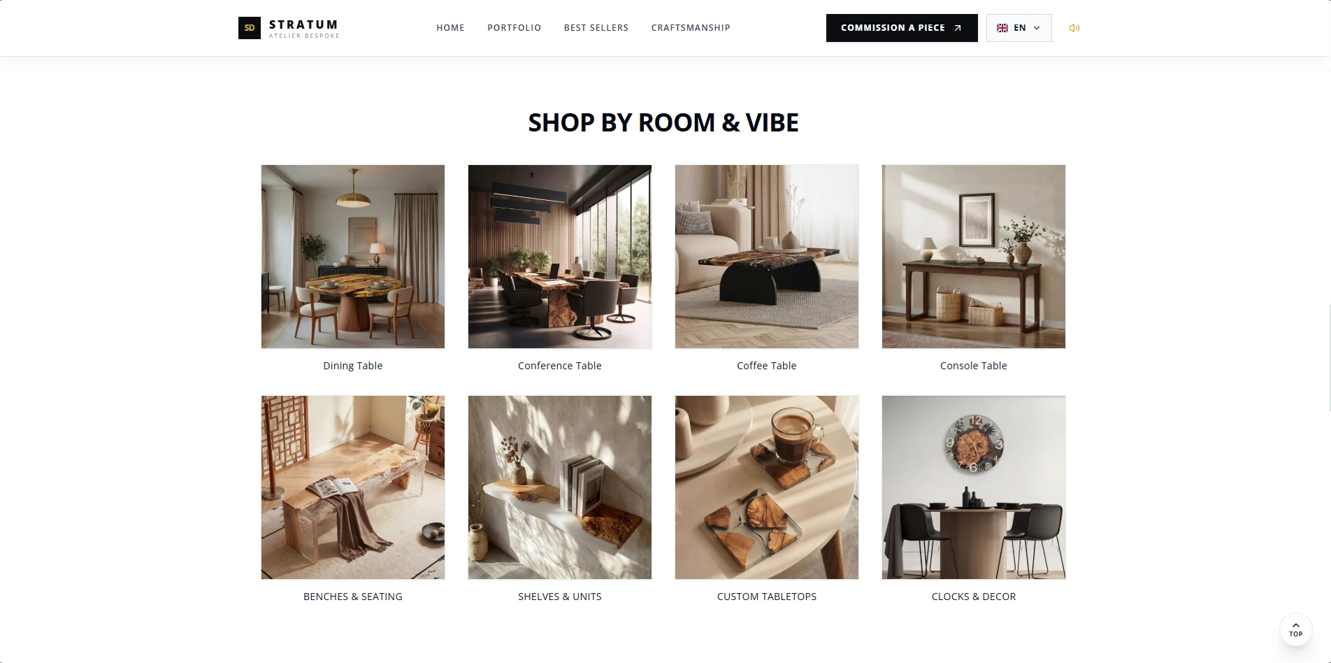 Shop by Room & Vibe Categorization Grid